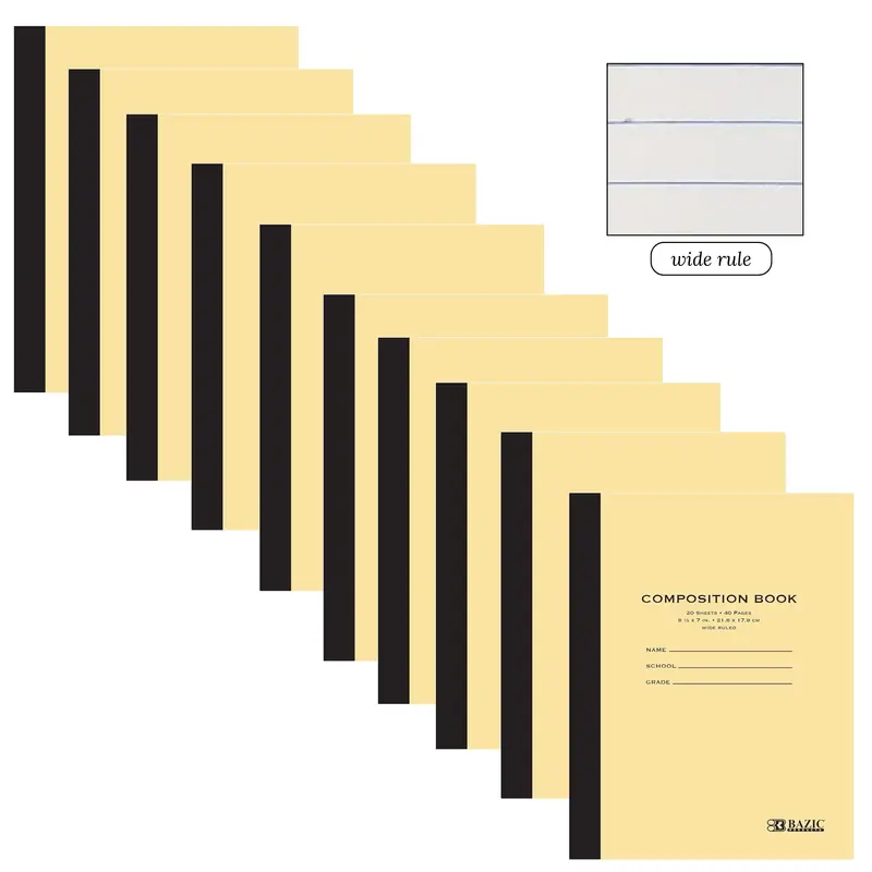 10-Pack Wide-Ruled Composition Notebooks – 40-Sheet, 8.5" X 7" Format 1
