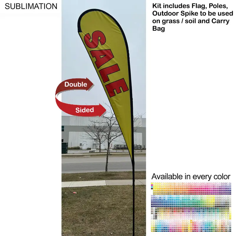 13.5-Foot Large Teardrop Flag Kit – Vibrant Full-Color Graphics, Includes Ground Spike & Storage Bag 1