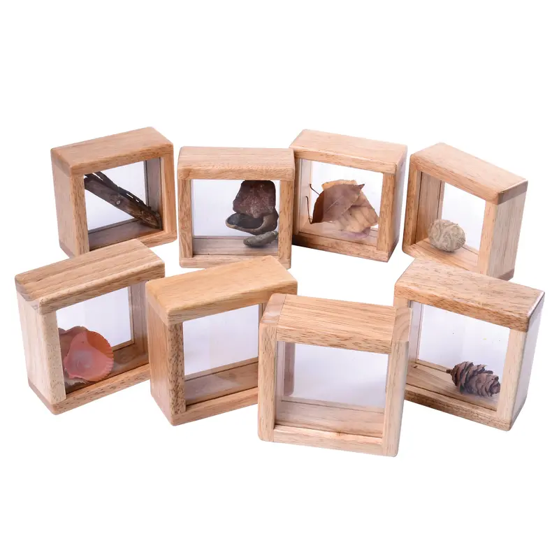 8-Piece Discovery Windows – Fillable Sensory Blocks In Wood & Acrylic 1