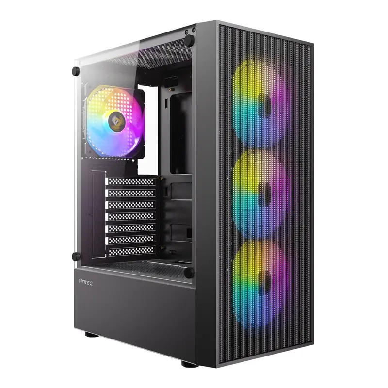 Antec Ax27 Rgb Elite Atx Gaming Case – Black, Tempered Glass, Argb Fans Included 1