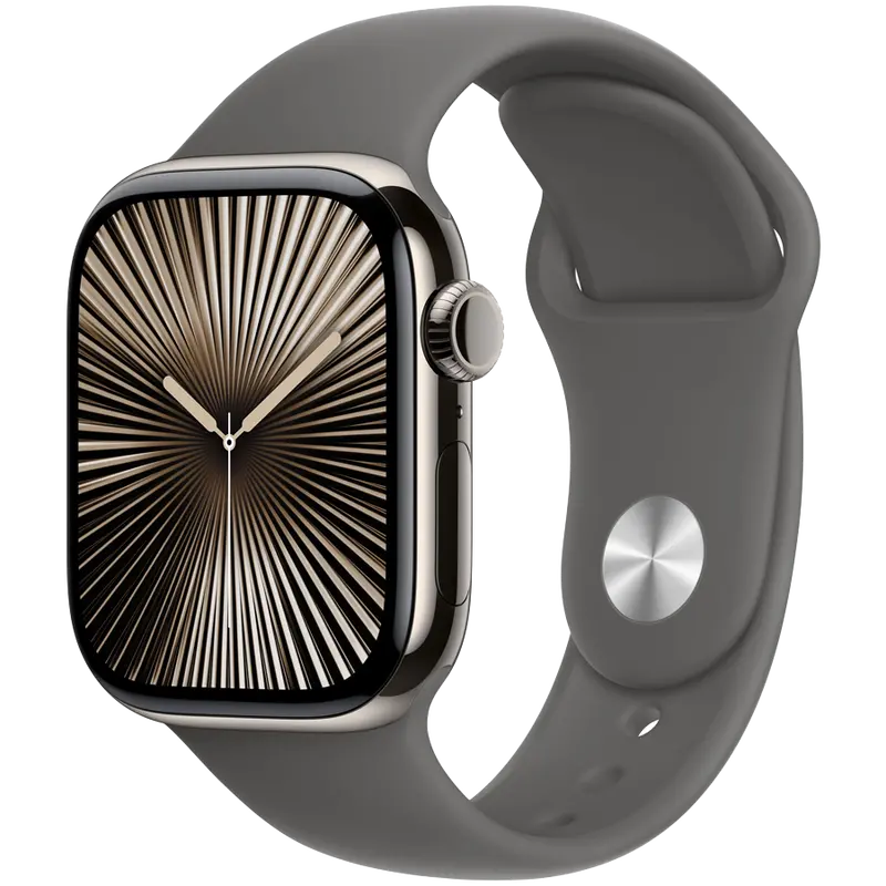 Apple Watch Series 10 (Gps + Cellular) – 42Mm Natural Titanium Case With Stone Grey Sport Band (M/L), Model A3001 1