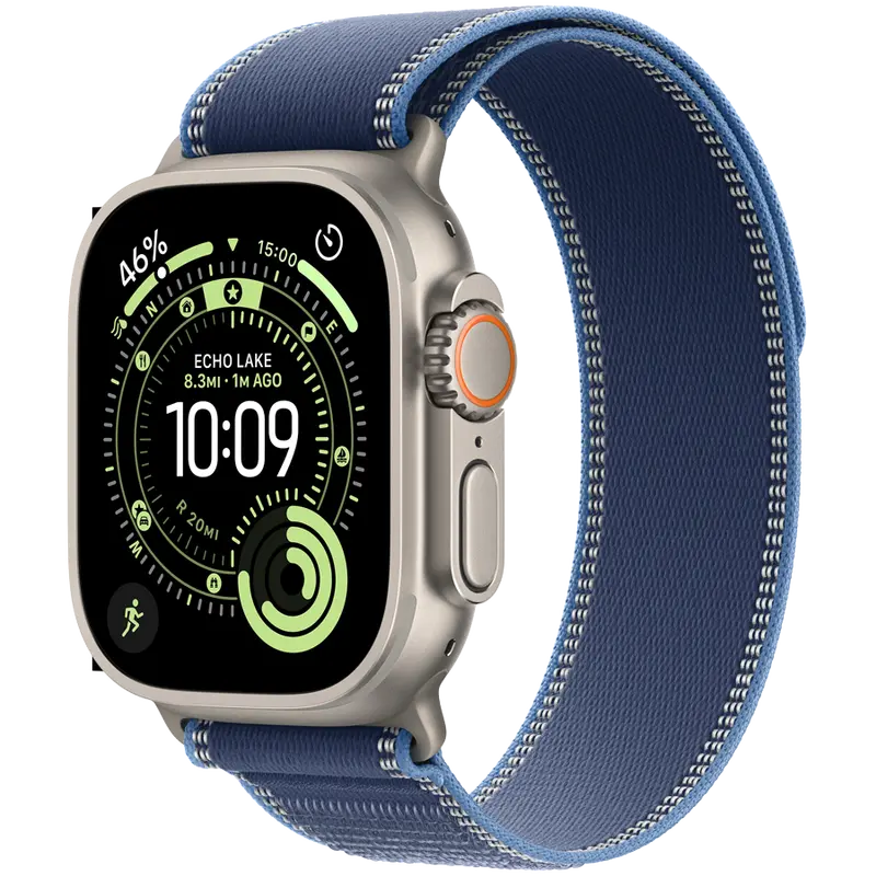 Apple Watch Ultra 3 Gps + Cellular — 49Mm Natural Titanium Case & Blue/Bright Blue Trail Loop (S/M), Model A3281 1