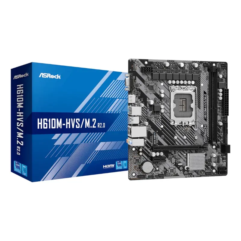 Asrock H610M-Hvs/M.2 R2.0 Micro Atx Motherboard – Intel Lga 1700, Ddr4 Support, M.2 Nvme Slot, Entry-Level Build 1