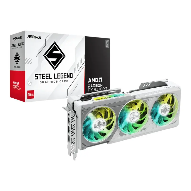 Asrock Radeon Rx 9070 Xt Steel Legend 16Gb Graphics Card 1