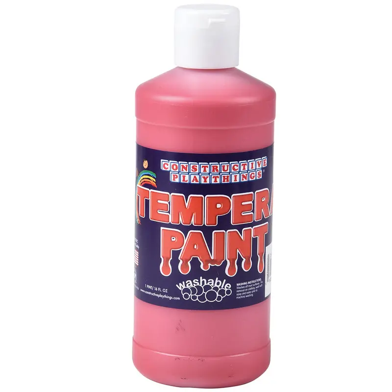 Constructive Playthings® Red Washable Tempera Paint – One-Pint Bottle For Classroom Painting 1