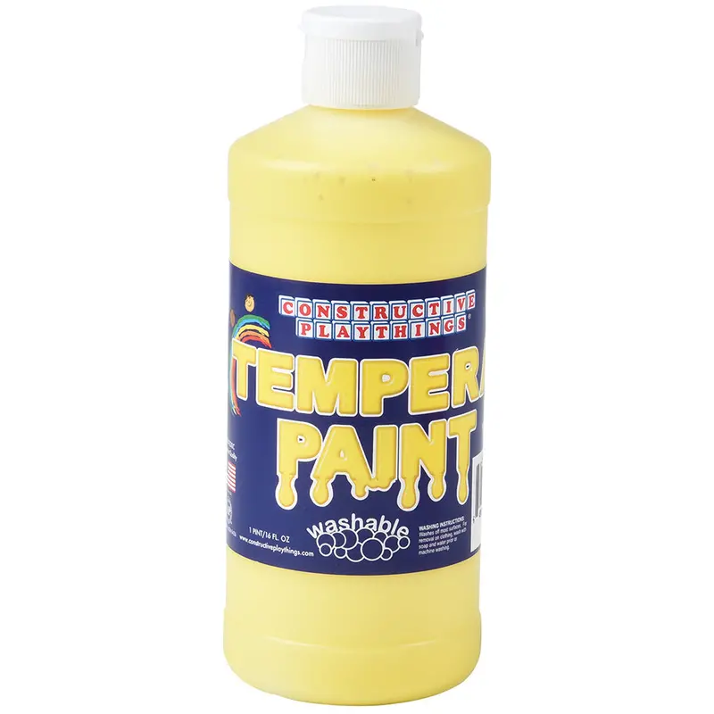 Constructive Playthings® Yellow Washable Tempera Paint – One-Pint Bottle For Bulk Art Use 1