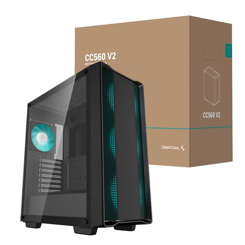 Deepcool Cg560 V2 Mid-Tower Gaming Case – Atx-Compatible, Black Design 1