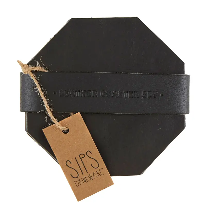 Genuine Leather Coaster Set – Premium Quartet 1