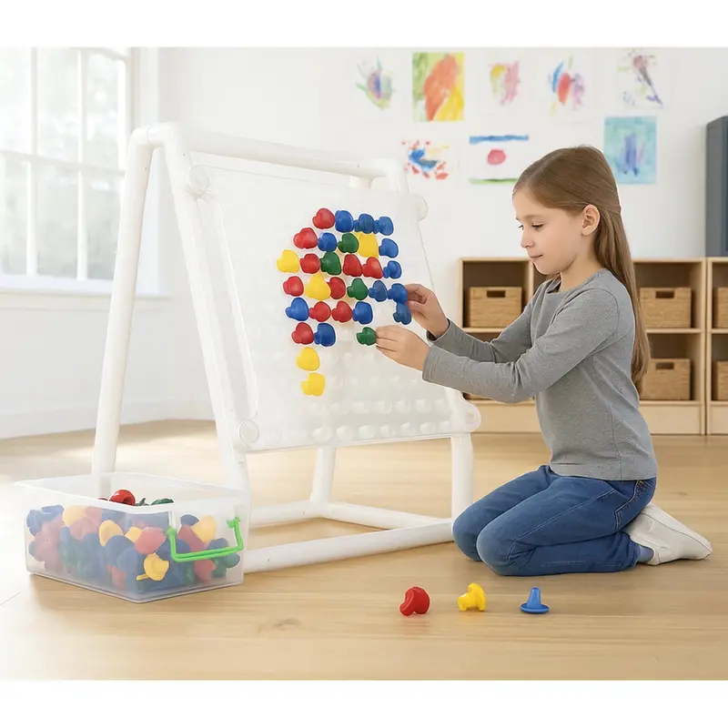 Jumbo Pegboard Stem Kit: 100 Oversized Pegs + Stand For Pattern & Motor Skills 1