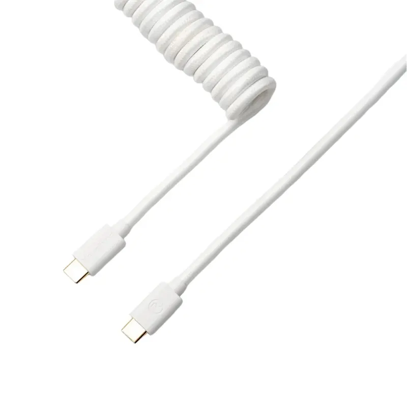 Keychron Coiled Aviator Cable – White Braided Usb-C To Usb-C Cable For Keyboards And Peripherals 1