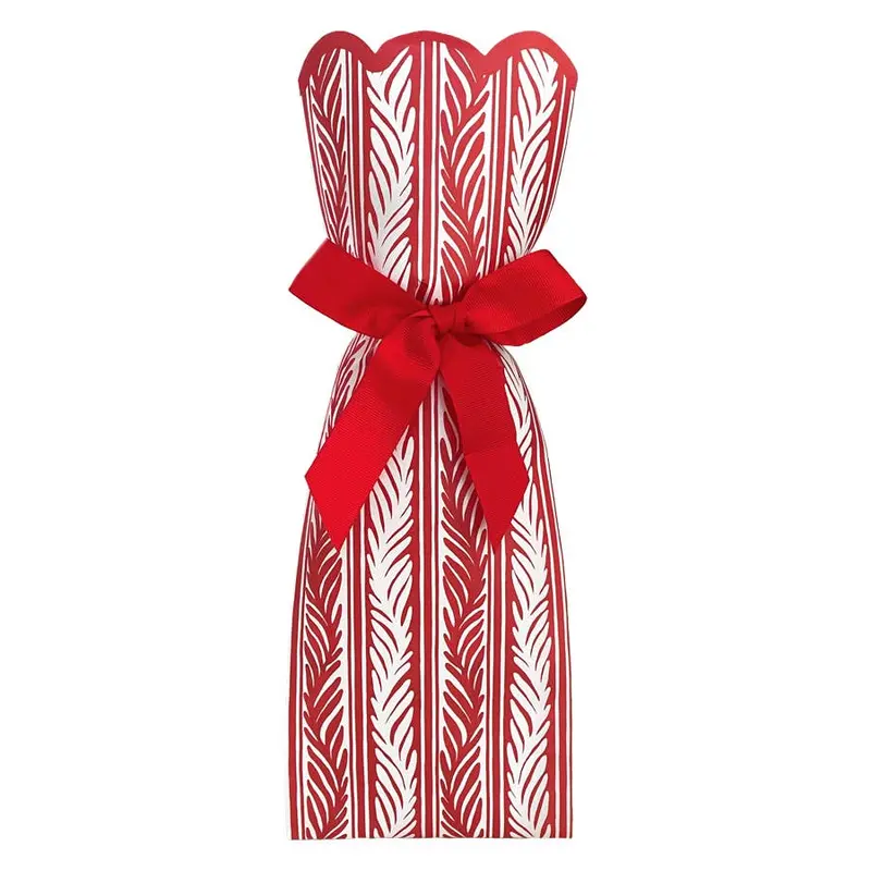 Laurel-Print Wine Or Gift Carry Bag Kit – Red Design 1
