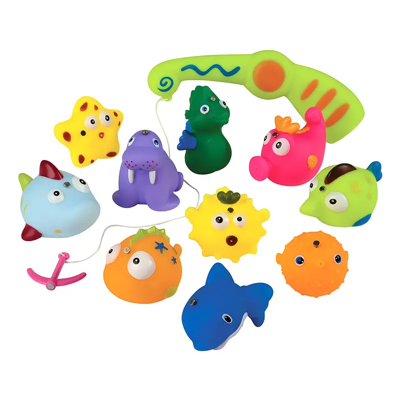 Magnetic Sea Life Fishing Game – 10 Soft Creatures, Pole & Drainable Net 1