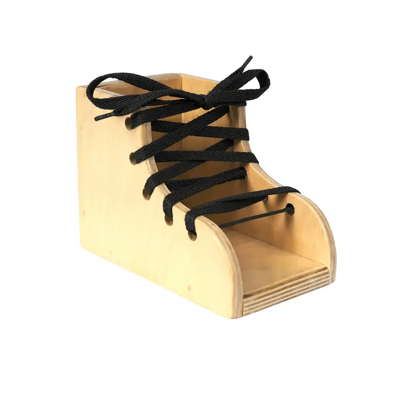Montessori-Inspired Wooden Lace-A-Shoe Activity For Self-Dressing Practice 1