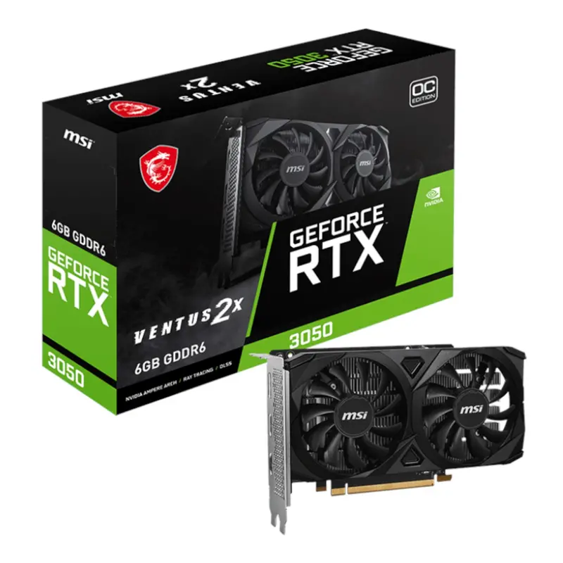 Msi Geforce Rtx 3050 Ventus 2X Oc Graphics Card – 6Gb Gddr6 1