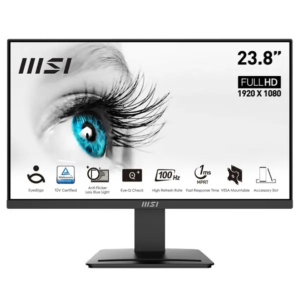 Msi Pro Mp2412 23.8-Inch Business Monitor – Black, Fhd Ips For Productivity 1