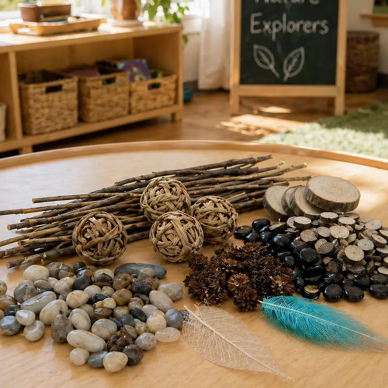 Natural Loose Parts Sensory Kit For Stem Learning – Eco-Friendly Stones, Wood, Leaves & Botanical Materials 1