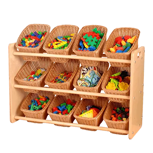 Natural Wood Basket Rack – Multi-Tiered Organizer For Classrooms Or Homes 1