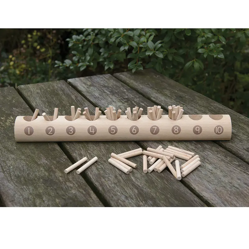 Natural Wooden Counting Log With Removable Sticks – Organic Early Math Manipulative 1