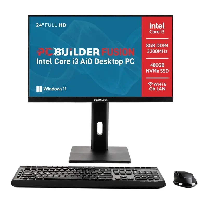 Pcbuilder Fusion 24-Inch All-In-One Desktop — Intel Core I3-14100, Windows 11 Ai Pc [Demo Unit] 1