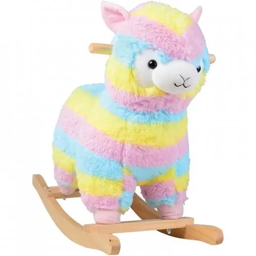 Rainbow Llama Rocking Horse – Gentle Motion Balance Toy For Toddlers 1