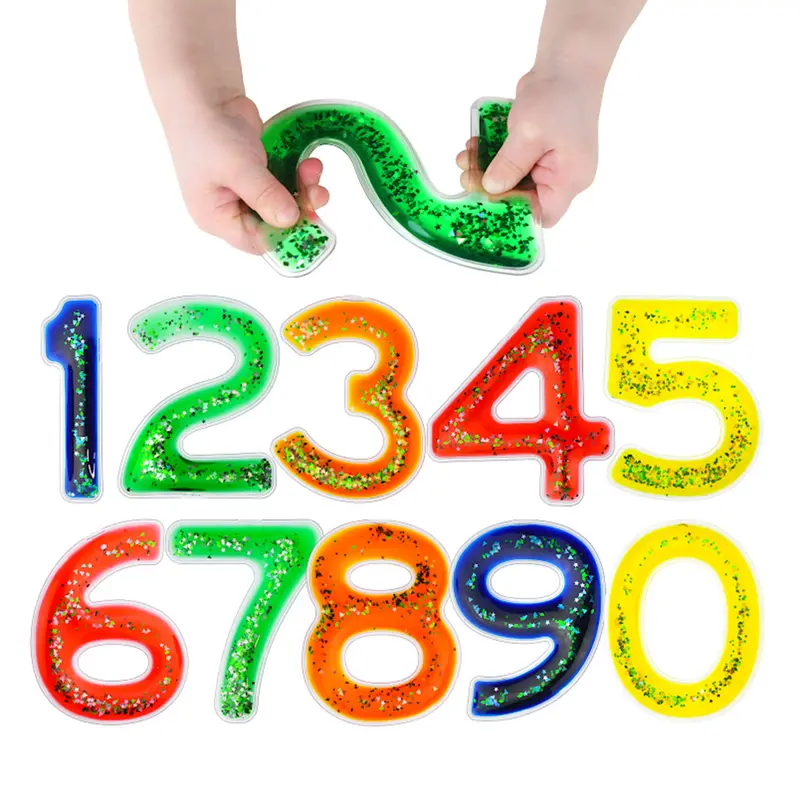 Squishy Gel Number Fidgets – Glitter-Infused Tactile Learning Set 1