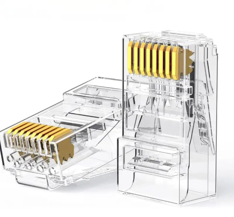 Ugreen Cat6 Rj45 Modular Plugs — Transparent With Gold-Plated Contacts (Pack Of 50) 1