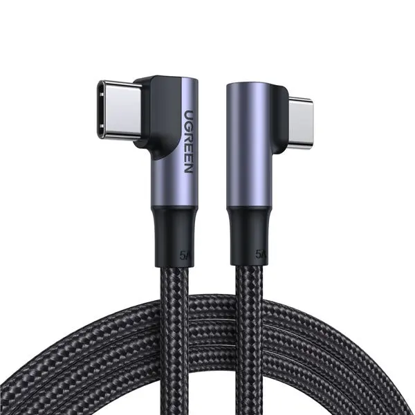 Ugreen Right-Angle Braided Usb-C To Usb-C Cable – 1M, Durable Nylon Weave 1
