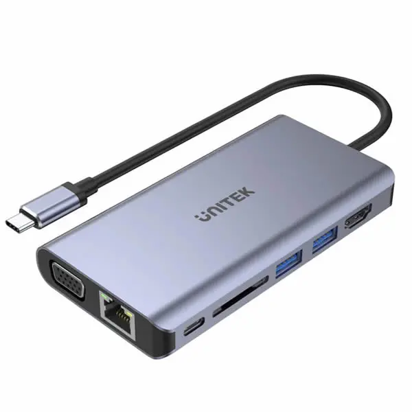 Unitek D1019B Usb-C 8-In-1 Hub – Supports 100W Power Delivery & 4K Video 1