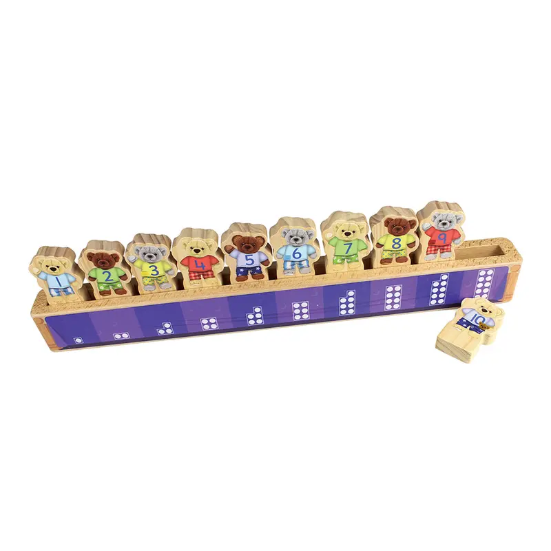 Yellow Door® Ten In A Bed Wooden Stacking Counting Toy (1–10) 1