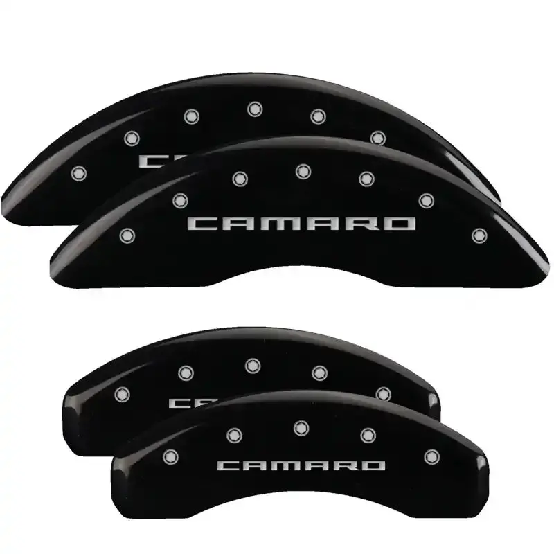 Mgp 4-Piston Caliper Covers – Engraved Front & Rear Set, Black Finish With Silver Accent 1