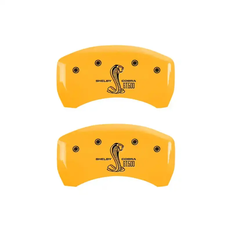 Mgp Engraved Rear Caliper Covers – Dual-Piston Set With Yellow Snake Design On Black Anodized Aluminum 1