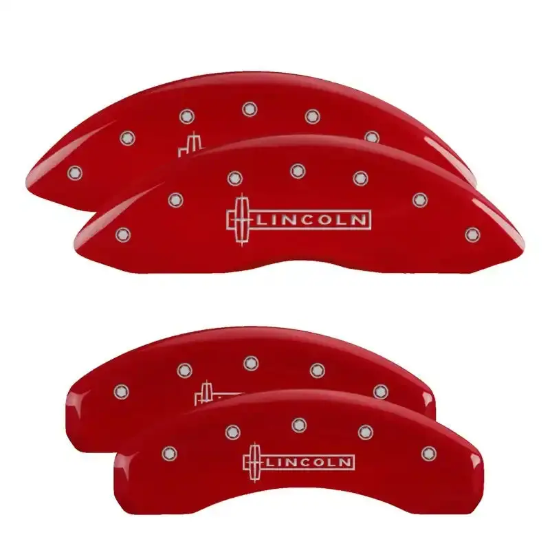 Mgp Front & Rear Caliper Cover Kit – Cursive Cadillac Logo (Front), Cts Badge (Rear), Red Finish With Silver Accent 1
